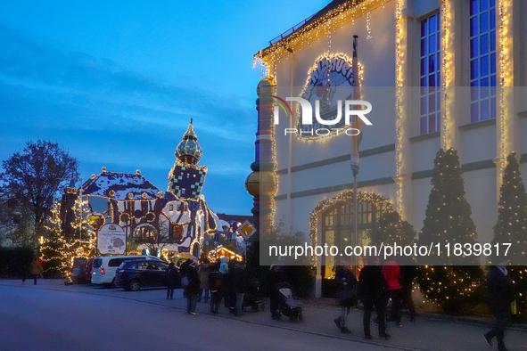 The historic center of Abensberg, Bavaria, Germany, on December 5, 2024, becomes a festive destination during the Christmas season. The trad...