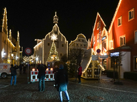 The historic center of Abensberg, Bavaria, Germany, on December 5, 2024, becomes a festive destination during the Christmas season. The trad...