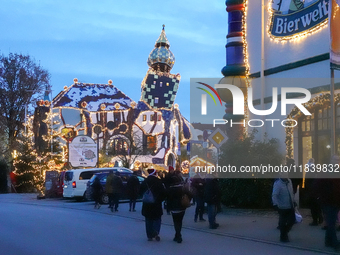 The historic center of Abensberg, Bavaria, Germany, on December 5, 2024, becomes a festive destination during the Christmas season. The trad...