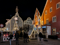 The historic center of Abensberg, Bavaria, Germany, on December 5, 2024, becomes a festive destination during the Christmas season. The trad...