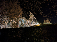 The KunstHaus (Art House) in Abensberg, Bavaria, Germany, on December 5, 2024, features Christmas illumination with its extremely sloping to...