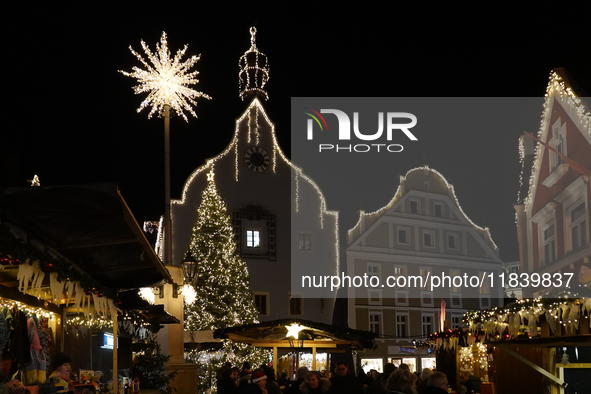 The historic center of Abensberg, Bavaria, Germany, on December 5, 2024, becomes a festive destination during the Christmas season. The trad...