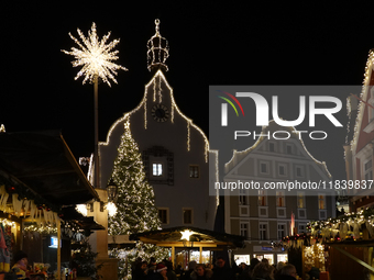 The historic center of Abensberg, Bavaria, Germany, on December 5, 2024, becomes a festive destination during the Christmas season. The trad...