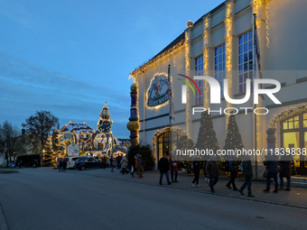 The historic center of Abensberg, Bavaria, Germany, on December 5, 2024, becomes a festive destination during the Christmas season. The trad...