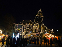 The KunstHaus (Art House) in Abensberg, Bavaria, Germany, on December 5, 2024, features Christmas illumination with its extremely sloping to...