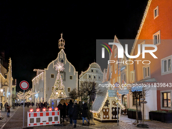 The historic center of Abensberg, Bavaria, Germany, on December 5, 2024, becomes a festive destination during the Christmas season. The trad...