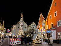 The historic center of Abensberg, Bavaria, Germany, on December 5, 2024, becomes a festive destination during the Christmas season. The trad...