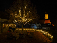 The historic center of Abensberg, Bavaria, Germany, on December 5, 2024, becomes a festive destination during the Christmas season. The trad...