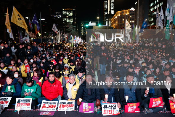 Thousands of citizens gather across from the National Assembly to demand the impeachment of President Yoon Suk-yeol in Seoul, South Korea, o...