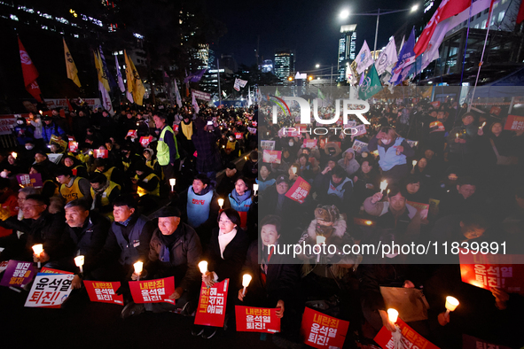 Thousands of citizens gather across from the National Assembly to demand the impeachment of President Yoon Suk-yeol in Seoul, South Korea, o...