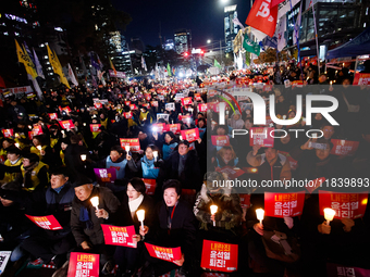 Thousands of citizens gather across from the National Assembly to demand the impeachment of President Yoon Suk-yeol in Seoul, South Korea, o...