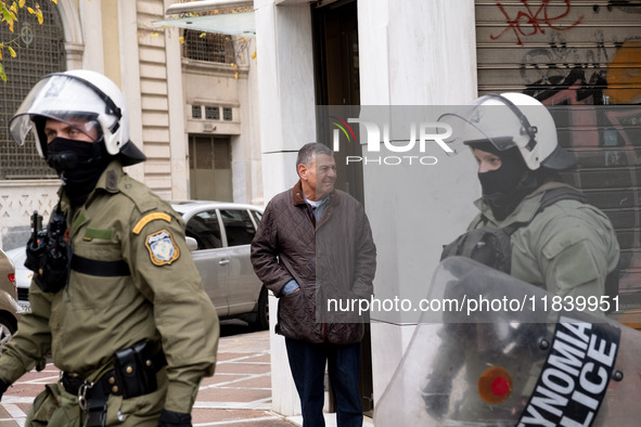 People protest in Athens, Greece, on December 6, 2024, marking the 16th anniversary of the death of 15-year-old Alexis Grigoropoulos, who is...