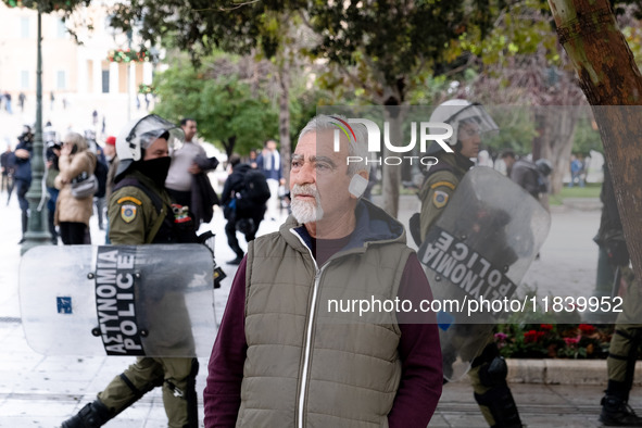 People protest in Athens, Greece, on December 6, 2024, marking the 16th anniversary of the death of 15-year-old Alexis Grigoropoulos, who is...