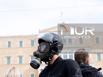 People protest in Athens, Greece, on December 6, 2024, marking the 16th anniversary of the death of 15-year-old Alexis Grigoropoulos, who is...