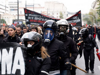 People protest in Athens, Greece, on December 6, 2024, marking the 16th anniversary of the death of 15-year-old Alexis Grigoropoulos, who is...