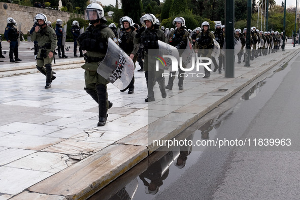 People protest in Athens, Greece, on December 6, 2024, marking the 16th anniversary of the death of 15-year-old Alexis Grigoropoulos, who is...