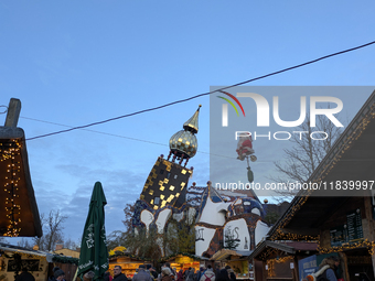 The Christmas Market at KunstHaus Abensberg, Arthouse Abensberg, in the historic center of Abensberg, Bavaria, Germany, on December 5, 2024,...