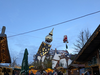 The Christmas Market at KunstHaus Abensberg, Arthouse Abensberg, in the historic center of Abensberg, Bavaria, Germany, on December 5, 2024,...