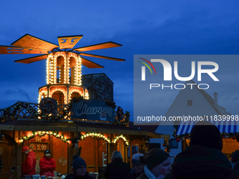 The historic center of Abensberg, Bavaria, Germany, on December 5, 2024, becomes a festive destination during the Christmas season. The trad...