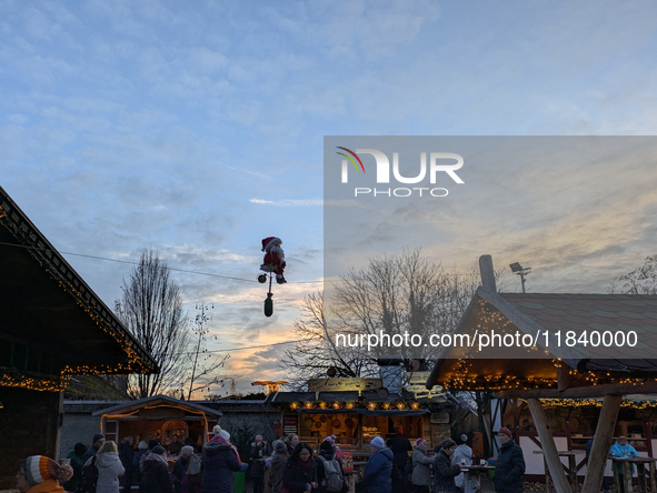 The historic center of Abensberg, Bavaria, Germany, on December 5, 2024, becomes a festive destination during the Christmas season. The trad...