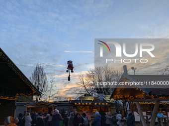 The historic center of Abensberg, Bavaria, Germany, on December 5, 2024, becomes a festive destination during the Christmas season. The trad...