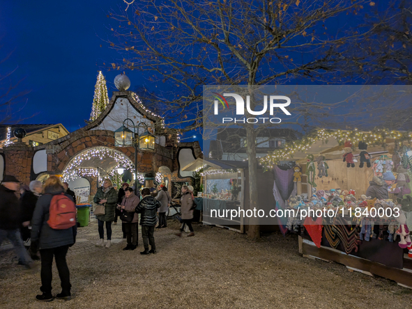 The historic center of Abensberg, Bavaria, Germany, on December 5, 2024, becomes a festive destination during the Christmas season. The trad...