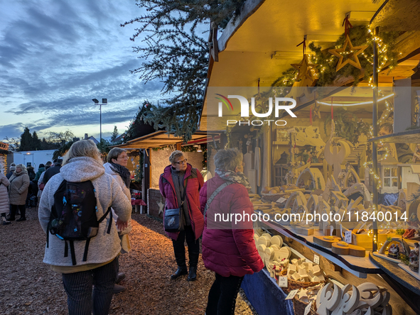 The historic center of Abensberg, Bavaria, Germany, on December 5, 2024, becomes a festive destination during the Christmas season. The trad...