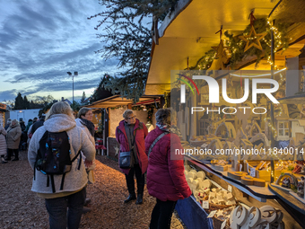 The historic center of Abensberg, Bavaria, Germany, on December 5, 2024, becomes a festive destination during the Christmas season. The trad...