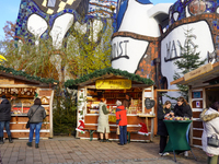 The Christmas Market at KunstHaus Abensberg, Arthouse Abensberg, in the historic center of Abensberg, Bavaria, Germany, on December 5, 2024,...