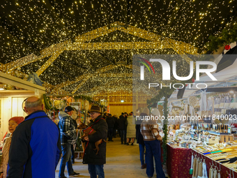 The historic center of Abensberg, Bavaria, Germany, on December 5, 2024, becomes a festive destination during the Christmas season. The trad...