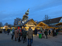 The Christmas Market at KunstHaus Abensberg, Arthouse Abensberg, in the historic center of Abensberg, Bavaria, Germany, on December 5, 2024,...