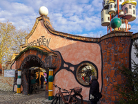 The Christmas Market at Kuchlbauer Turm, Kuchlbauer Tower, in Abensberg, Bavaria, Germany, on December 5, 2024, becomes a festive destinatio...