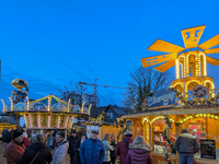 The historic center of Abensberg, Bavaria, Germany, on December 5, 2024, becomes a festive destination during the Christmas season. The trad...