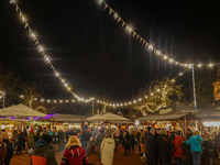 The historic center of Abensberg, Bavaria, Germany, on December 5, 2024, becomes a festive destination during the Christmas season. The trad...