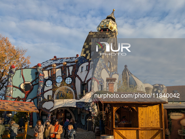 The Christmas Market at KunstHaus Abensberg, Arthouse Abensberg, in the historic center of Abensberg, Bavaria, Germany, on December 5, 2024,...