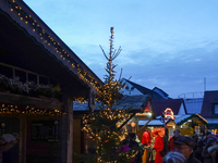 The historic center of Abensberg, Bavaria, Germany, on December 5, 2024, becomes a festive destination during the Christmas season. The trad...