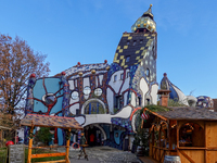 The Christmas Market at KunstHaus Abensberg, Arthouse Abensberg, in the historic center of Abensberg, Bavaria, Germany, on December 5, 2024,...