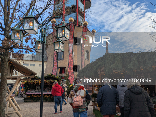 The historic center of Abensberg, Bavaria, Germany, on December 5, 2024, becomes a festive destination during the Christmas season. The trad...