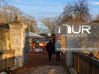 The historic center of Abensberg, Bavaria, Germany, on December 5, 2024, becomes a festive destination during the Christmas season. The trad...