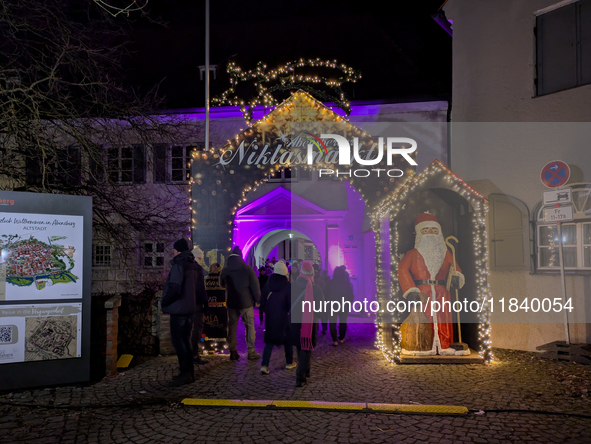 The historic center of Abensberg, Bavaria, Germany, on December 5, 2024, becomes a festive destination during the Christmas season. The trad...