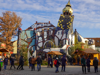 The Christmas Market at KunstHaus Abensberg, Arthouse Abensberg, in the historic center of Abensberg, Bavaria, Germany, on December 5, 2024,...