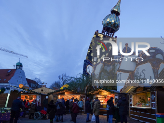 The Christmas Market at KunstHaus Abensberg, Arthouse Abensberg, in the historic center of Abensberg, Bavaria, Germany, on December 5, 2024,...