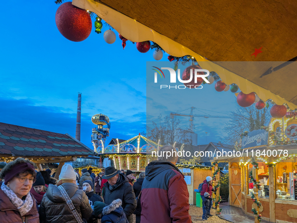 The historic center of Abensberg, Bavaria, Germany, on December 5, 2024, becomes a festive destination during the Christmas season. The trad...