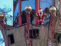 The Christmas Market at Kuchlbauer Turm, Kuchlbauer Tower, in Abensberg, Bavaria, Germany, on December 5, 2024, becomes a festive destinatio...