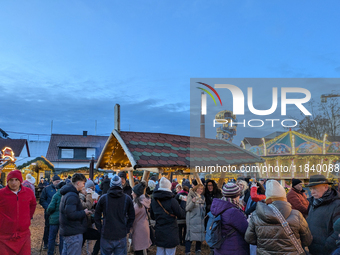 The historic center of Abensberg, Bavaria, Germany, on December 5, 2024, becomes a festive destination during the Christmas season. The trad...