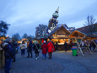 The Christmas Market at KunstHaus Abensberg, Arthouse Abensberg, in the historic center of Abensberg, Bavaria, Germany, on December 5, 2024,...