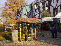 The Christmas Market at KunstHaus Abensberg, Arthouse Abensberg, in the historic center of Abensberg, Bavaria, Germany, on December 5, 2024,...