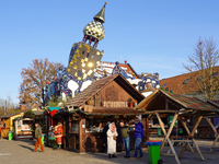 The Christmas Market at KunstHaus Abensberg, Arthouse Abensberg, in the historic center of Abensberg, Bavaria, Germany, on December 5, 2024,...