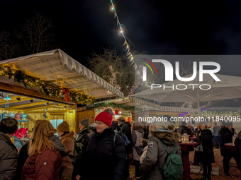 The historic center of Abensberg, Bavaria, Germany, on December 5, 2024, becomes a festive destination during the Christmas season. The trad...