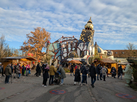 The Christmas Market at KunstHaus Abensberg, Arthouse Abensberg, in the historic center of Abensberg, Bavaria, Germany, on December 5, 2024,...